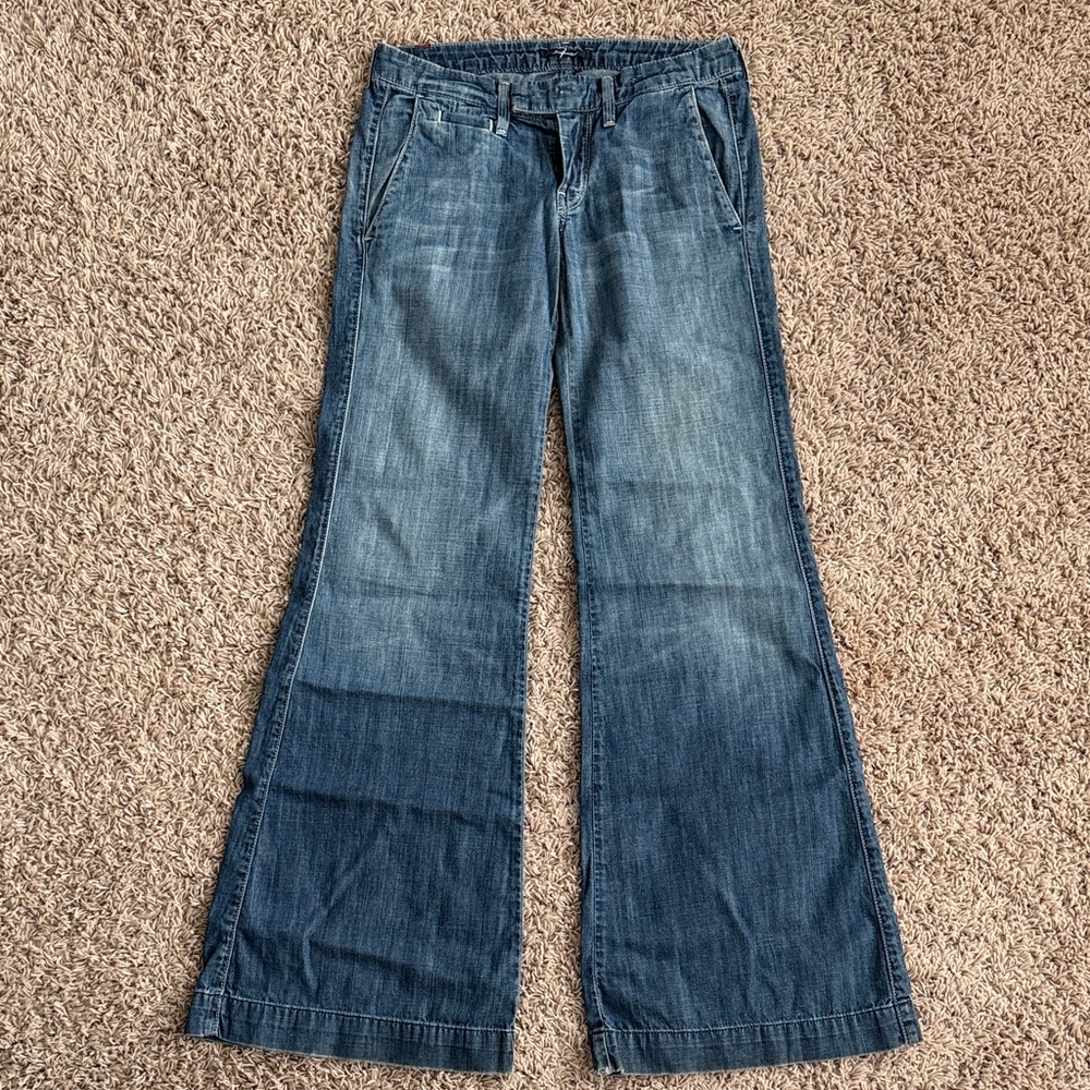 7 For All Mankind Classic Blue Flare/Wide Leg Jeans - 24